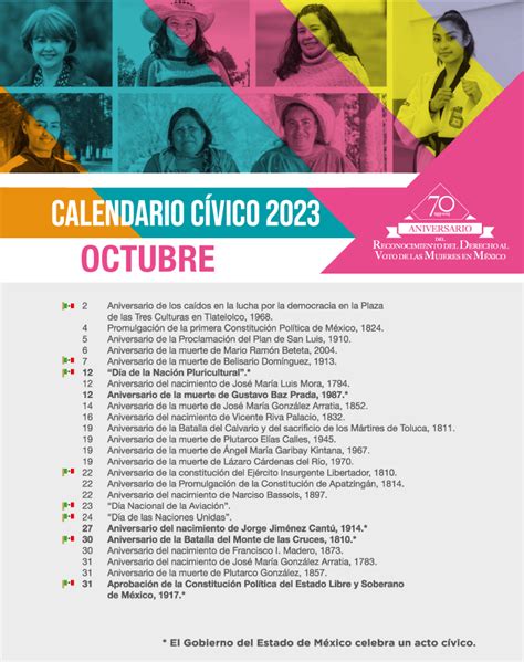 calendario cívico octubre 2023